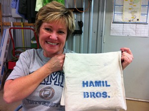 Our awesome mom with one her newest creations!