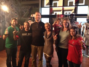 Kliff Kingsbury with the Hamil Bros, Cassie Johnston and Haley, Terri, and Jonathan Hamil on the Giving Tuesday Shoot. 