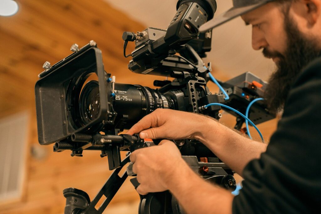 hamil bros video production camera preparation on film shoot - abilene tx