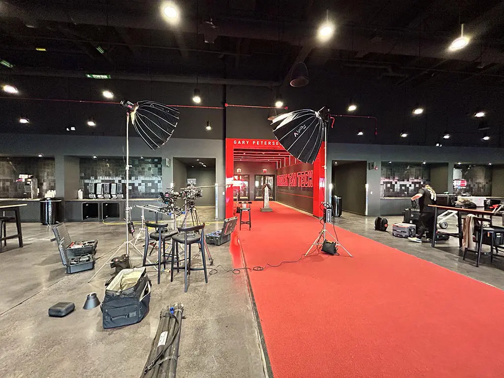 Wide angle of the interview for the Texas Tech Athletics video production with Hamil Bros Studios