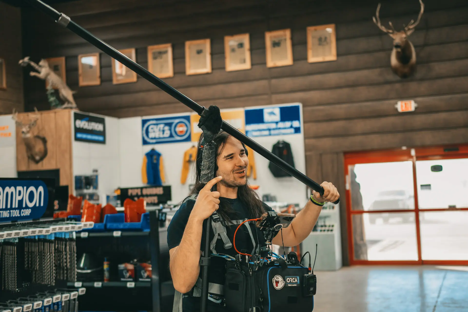 Landon Lipinski at on set for the Affinity Steel Super Bowl 2026 television commercial