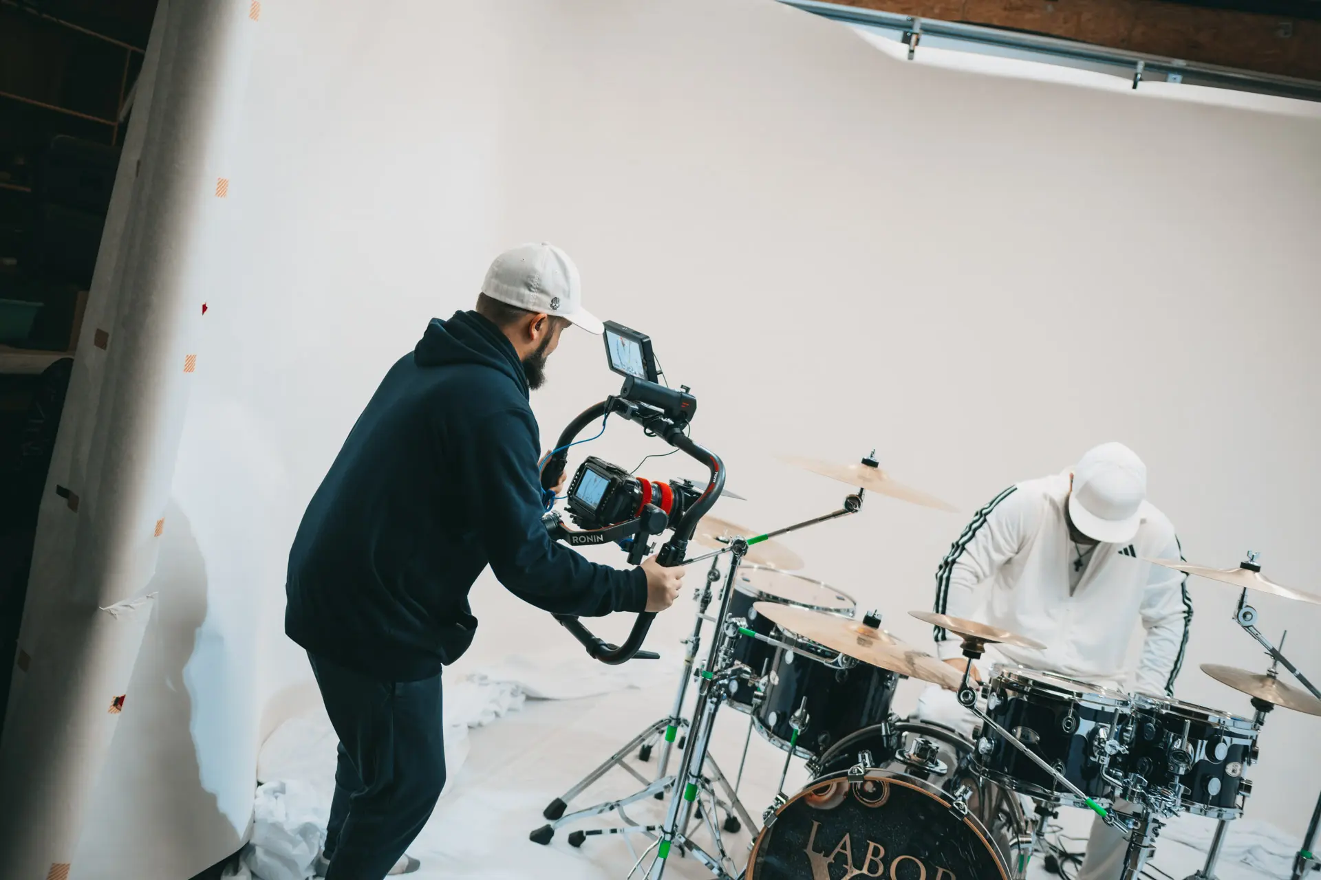 HBS_6345_LABOR XII Breathe Jacob running the Blackmagic Pocket 4k with the DJI RS3 Pro Ring Rig for the LABOR XII Breathe Music Video
