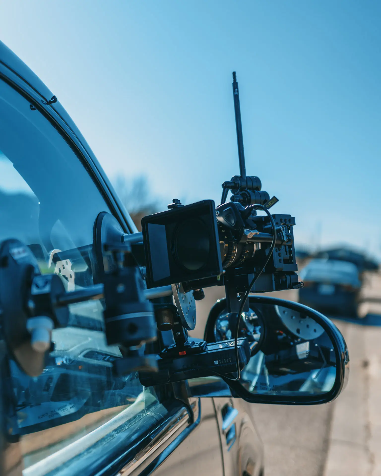 HBS_6492_LABOR XII Breathe The Matthews Master Car Mount supporting the Blackmagic Micro Cinema Camera for the LABOR XII Breathe Music video