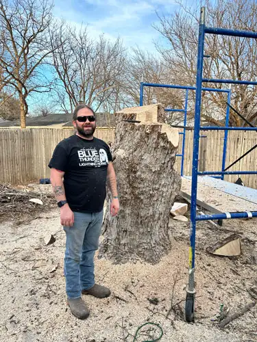 Ross Cutting down a tree with a cheap chainsaw
